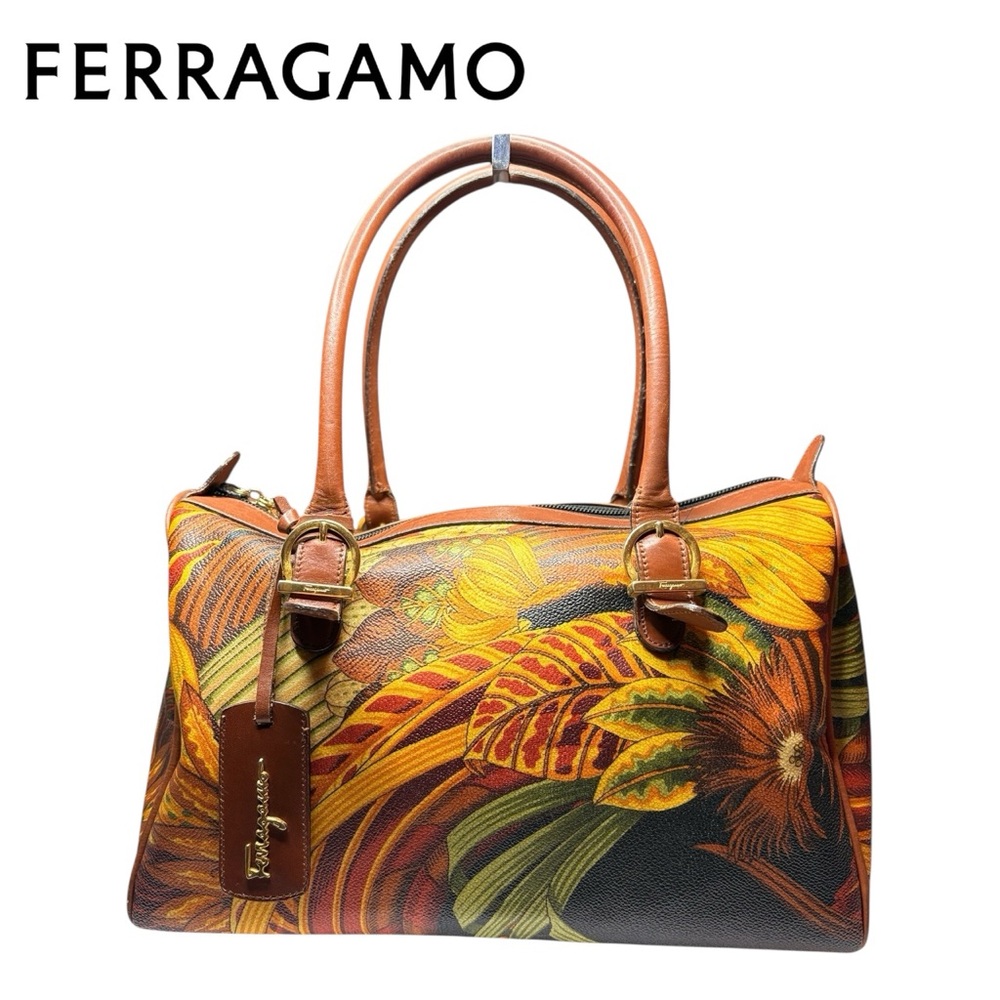 Salvatore Ferragamo Vintage “Seri” Tropical Print Boston Bag